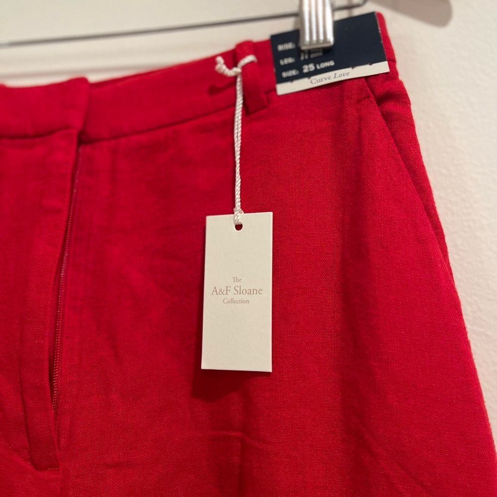 A&F Curve Love Sloane Tailored Wide Leg Linen Blend Pant - Picture 2 of 5